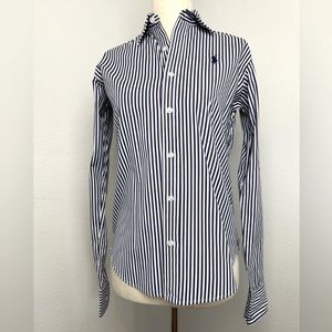 Ralph Lauren blue and white striped button down shirt